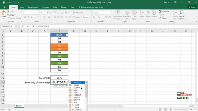 10.SUM only visible cell values || SUM only filtered data || SUBTOTAL formula in Excel смотреть онлайн