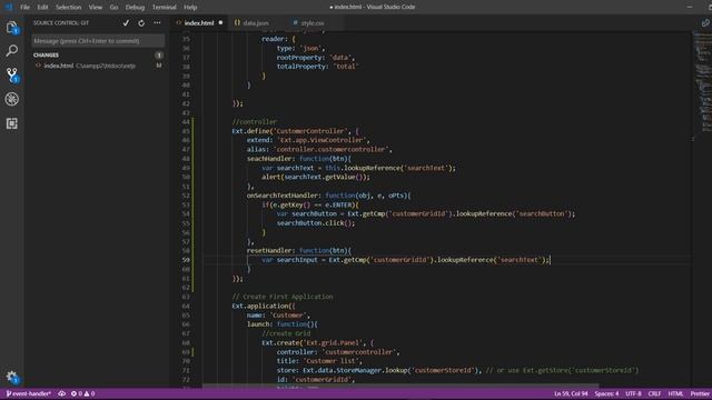 ExtJS6 Grid Panel with Event Handler смотреть онлайн