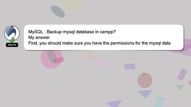 MySQL : Backup mysql database in xampp? смотреть онлайн