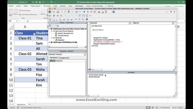 Create Excel Table with current sheet name (Excel For Mac & Windows) смотреть онлайн