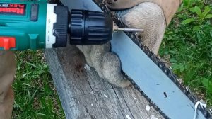 Заточка цепи в полевых условиях, с помощью дрели-шуруповерта