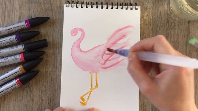 Easy Pink Flamingo Painting With Watercolor Markers