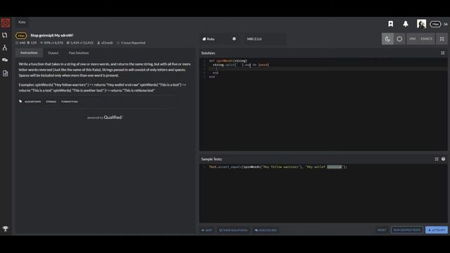 Codewars Ruby Stop gninnipS My sdroW! Решение смотреть онлайн