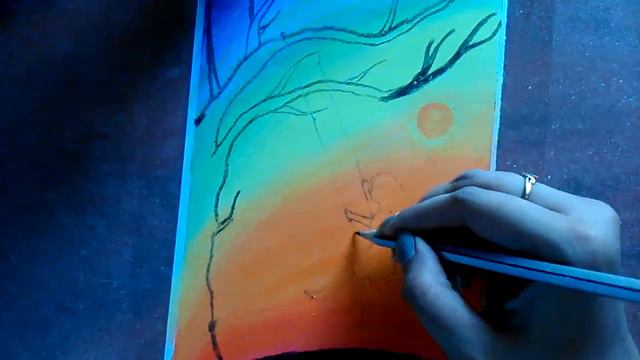 FRIENDSHIP DAY SPECIAL EASY OIL PASTEL DRAWING FOR BEGINNERS! Girl on A Swing Drawing. смотреть онлайн