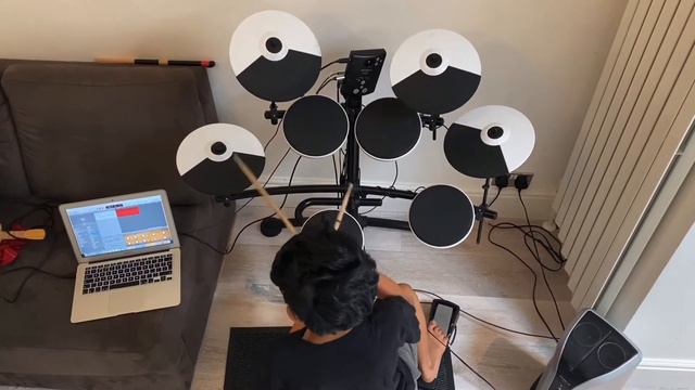 BASKET CASE - Green Day - Roland TD-1 Drum cover on drumless track (age 10) смотреть онлайн