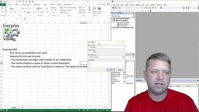 What is "The name you entered is not valid." in Excel VBA (Macro)? смотреть онлайн