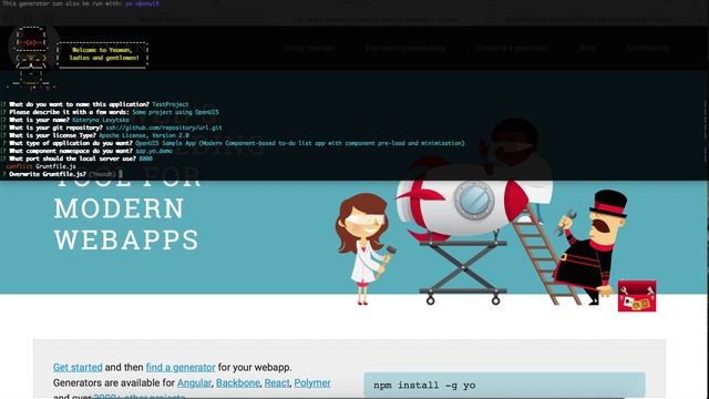 3 урок. Установка и создание первого проекта в yo консоле (yeoman) смотреть онлайн
