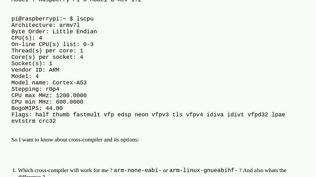 Raspberrypi: Correct cross-compilation options to run binary on Raspberry 3 model B смотреть онлайн
