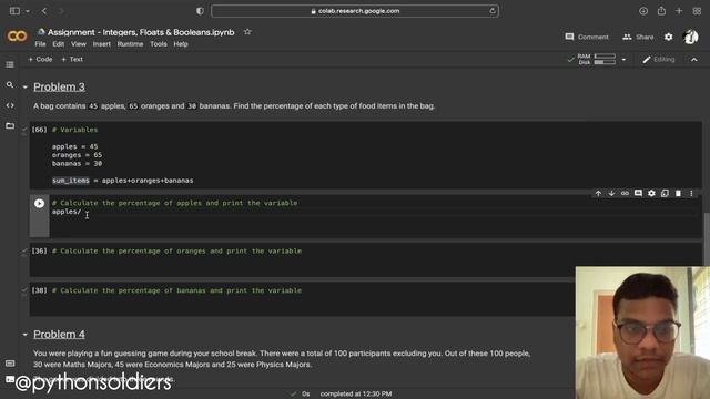 Solving AlmaBetter's Python for Data science Assignment 1| Integers, Floats and Booleans смотреть онлайн