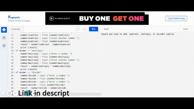 A simple calculator made by Python - Programiz Python Online Compiler смотреть онлайн