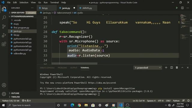 Making J.A.R.V.I.S Desktop Assistant - MicroPhone Input || PART -3 || Coding Anna смотреть онлайн