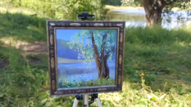 Картина маслом "Ивы у озера" смотреть онлайн