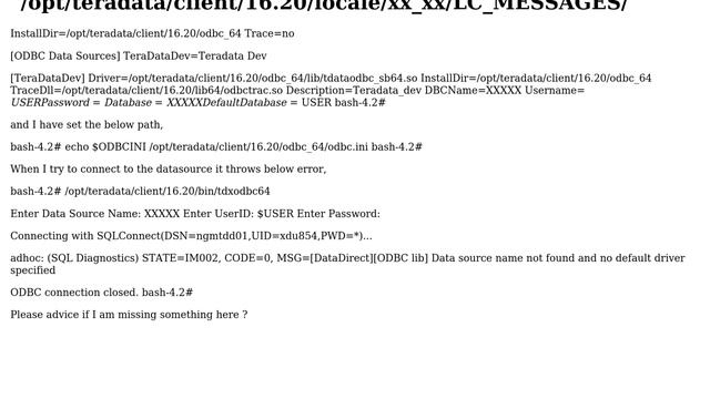 Teradata odbc configuration on Linux смотреть онлайн