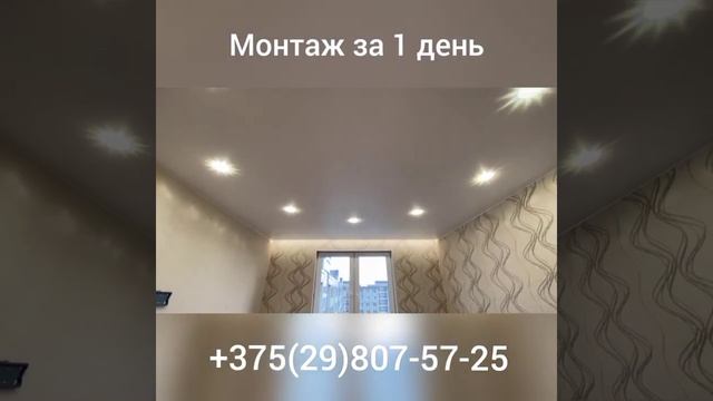 Натяжной потолок со светильниками и скрытой нишей с подсветкой в Бресте смотреть онлайн