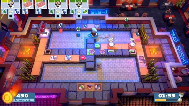 Гайд 2 игрока Overcooked 2 4-5 4 звезды платина смотреть онлайн