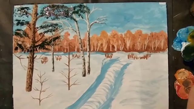 как нарисовать зимний лес смотреть онлайн