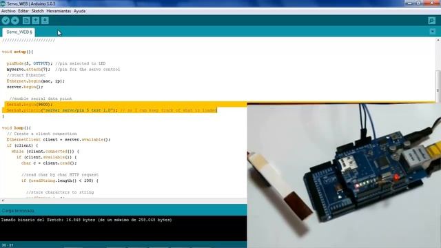 Arduino projects+ Ethernet shield + Servo Motor смотреть онлайн