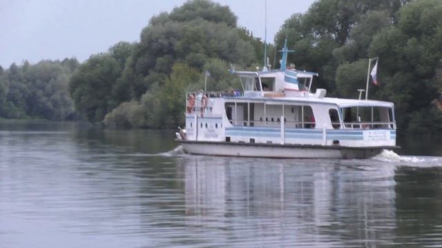 Прогулочный теплоход Надежда-59 Проект: К-80, 1526 проходит мимо Бронниц вверх по Москва-реке смотреть онлайн