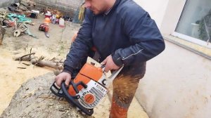 Бензопила Штиль 361 с шиной 63 см выручает нас