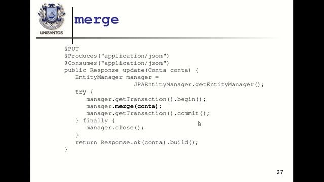 JPA: find, merge e delete смотреть онлайн