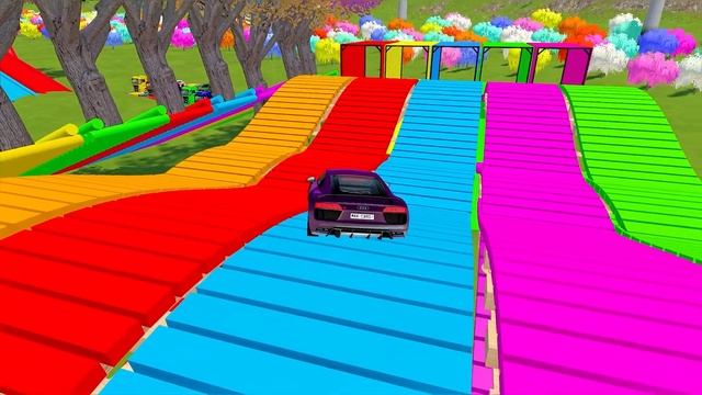 FORD, AUDI, VOLKSWAGEN, CHEVROLET COLOR CARS TRANSPORTING WITH TRUCKS! Farming Simulator 22 смотреть онлайн