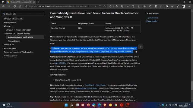 Microsoft has removed the Windows 11 update block regarding VirtualBox смотреть онлайн