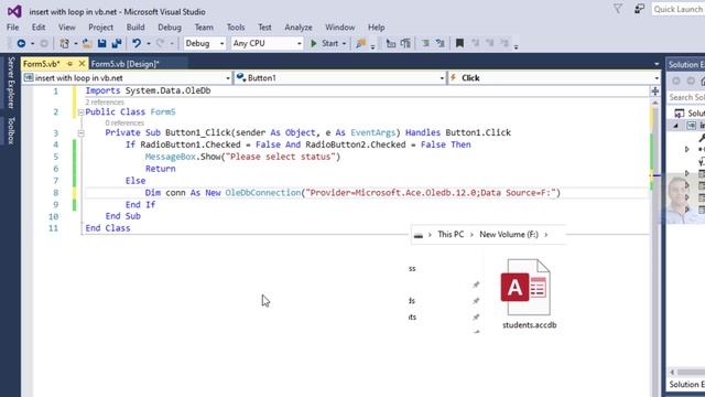 Visual Basic.net tutorial: insert RadioButton value true false to MS access database in VB.net смотреть онлайн