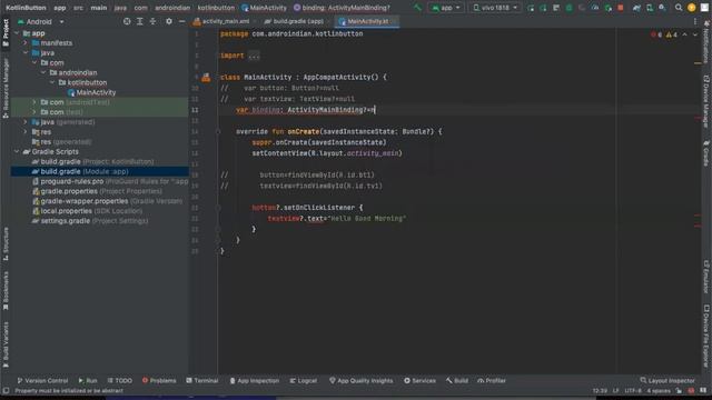 Button and TextView in Kotlin With Data BindingAndroid Tutorials | AndroIndian смотреть онлайн