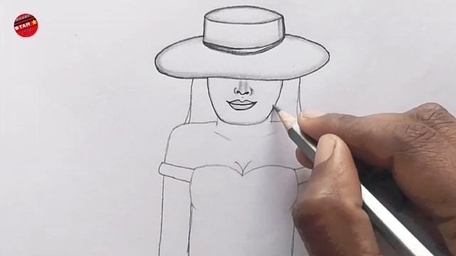 How To Draw A Beautiful Girl Drawing || Girl Drawing With Cap || Easy Drawing #@shortstarsanjan