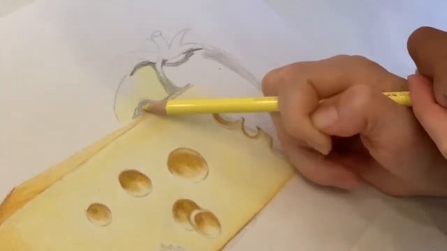 Как нарисовать сыр.Простые рисунки цветными карандашами.Для Начинающих. смотреть онлайн