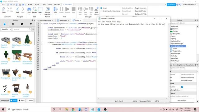 Roblox Studio Tutorials 2# (Leaderstats and Kill for Cash!) смотреть онлайн