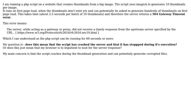 Webmasters: Does a 504 Gateway Timeout error mean a server has crached? смотреть онлайн