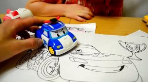 Робокар Поли | Молния Маквин | Рисуем вместе | Раскраска: Маккуин