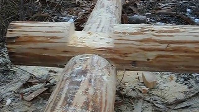 Сруб в русский угол , первый венец . смотреть онлайн