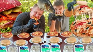 ПИЦЦА БУРГЕР СЕЛЕДКА КТО БЫСТРЕЕ СЪЕСТ ПОЛУЧИТ ДЕНЬГИ