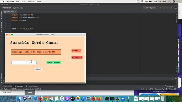Scramble Words Game(Final Project) смотреть онлайн