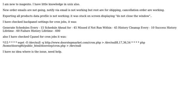 Cron Jobs are scheduled but not running; new order Emails not executing, all data export is... смотреть онлайн