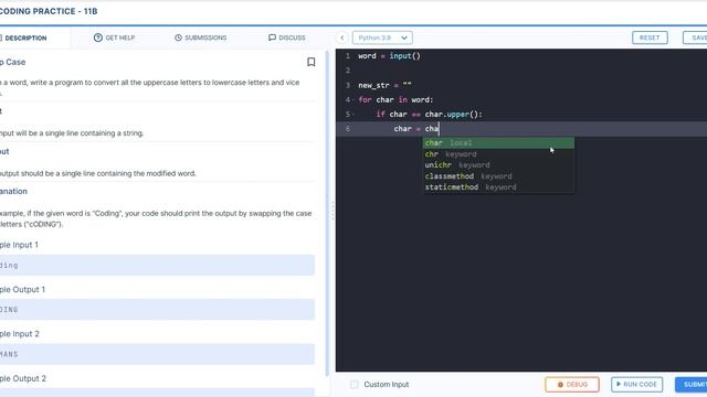 ccbp | python | coding practice 11B | Swap Case смотреть онлайн