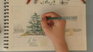 Рисуем пейзаж цветными карандашами.