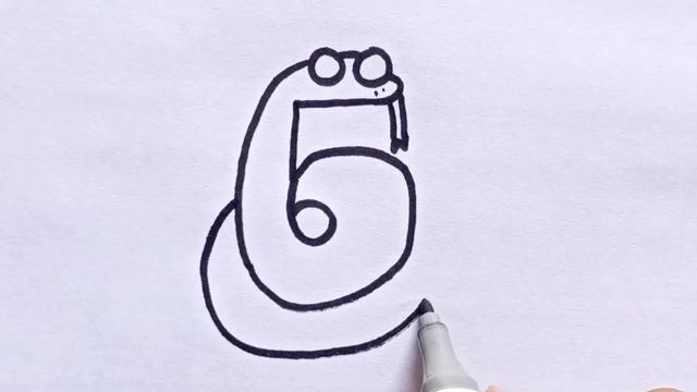 How To Draw Snake From 5 | Easy Drawing For Kids