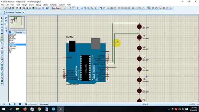 Proteus - 3.Simulasi Arduino UNO kontrol 8 lampu led смотреть онлайн