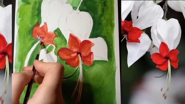 Рождественская композиция #Живопись #Акварель #Цветы #Урок смотреть онлайн