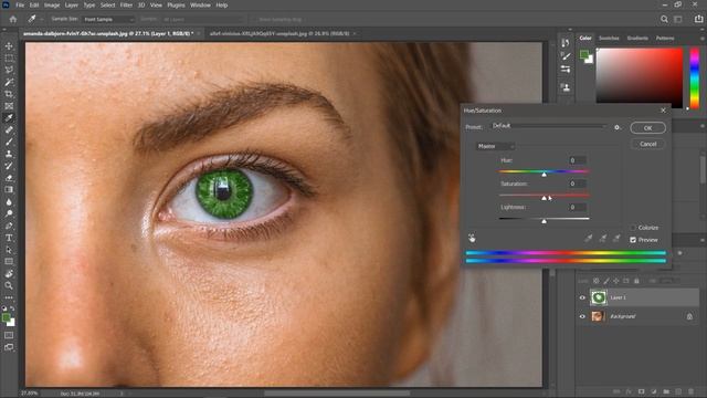Change Eye Color | Photoshop смотреть онлайн