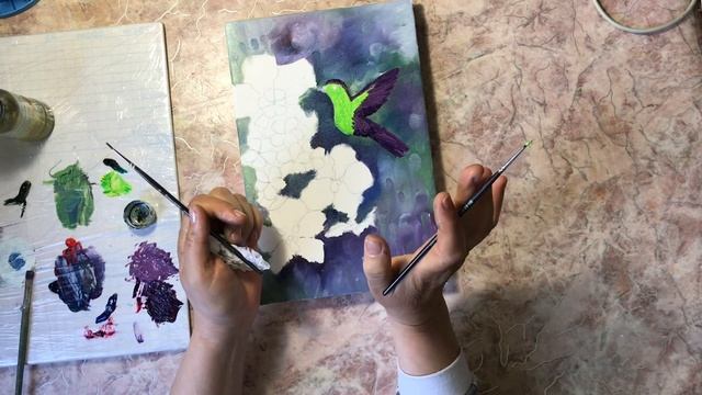 Как нарисовать Колибри маслом 3 часть смотреть онлайн