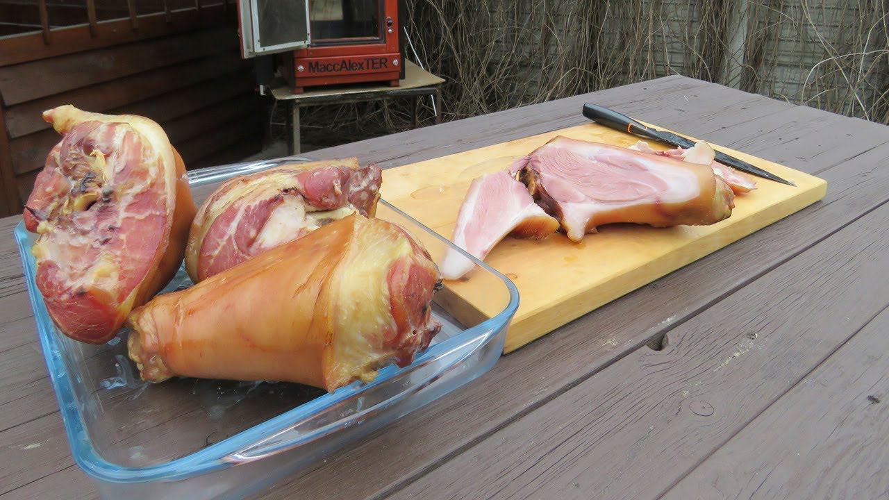 Рулька варено копченая в домашней коптильне. смотреть онлайн