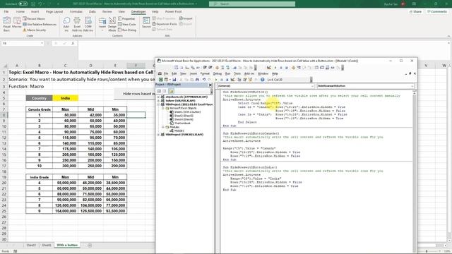 How to Automatically Hide Rows based on Cell Value with a Button смотреть онлайн