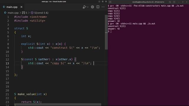 Return Value Optimization and Copy Elision in C++ смотреть онлайн