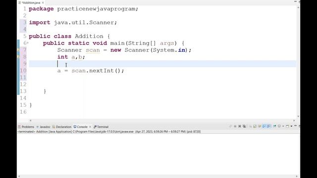 java Example Program to add two numbers ( User Input ) in hindi смотреть онлайн