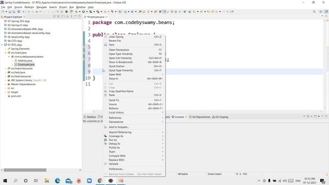 Spring Framework(Core) Tutorials || session -8 Reference Type Dependency || by Swamy Masna смотреть онлайн