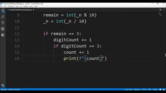 numbers with at least 3 digits 3 in python ? смотреть онлайн
